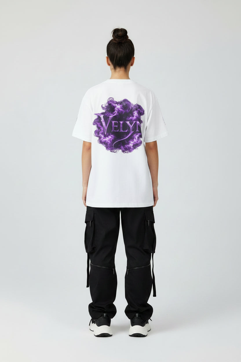VELYN Purple Smoke T-Shirt – Unisex Oversized Streetwear Tee