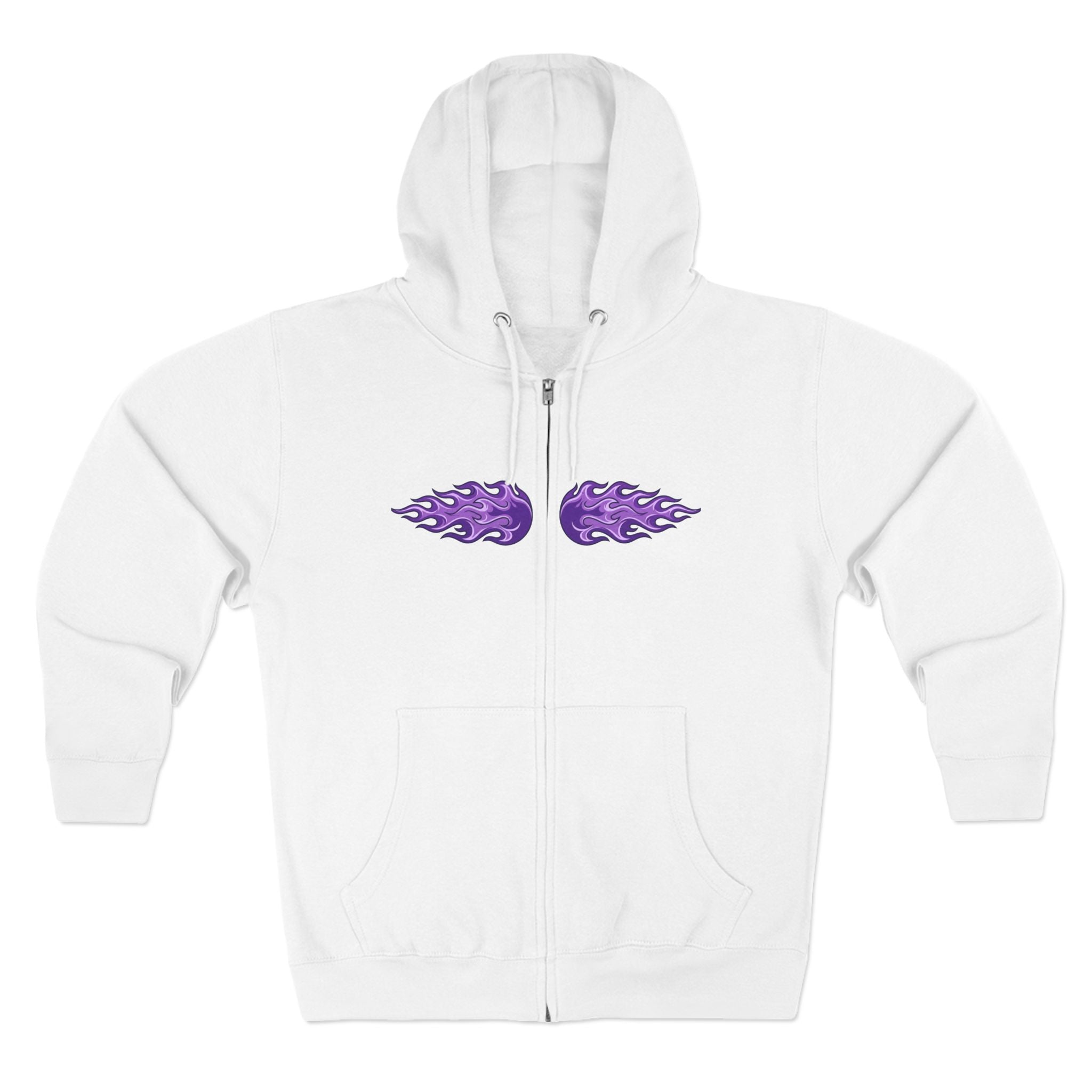 Zip Hoodie – Lila Flammen-Crest & VELYN Back Badge