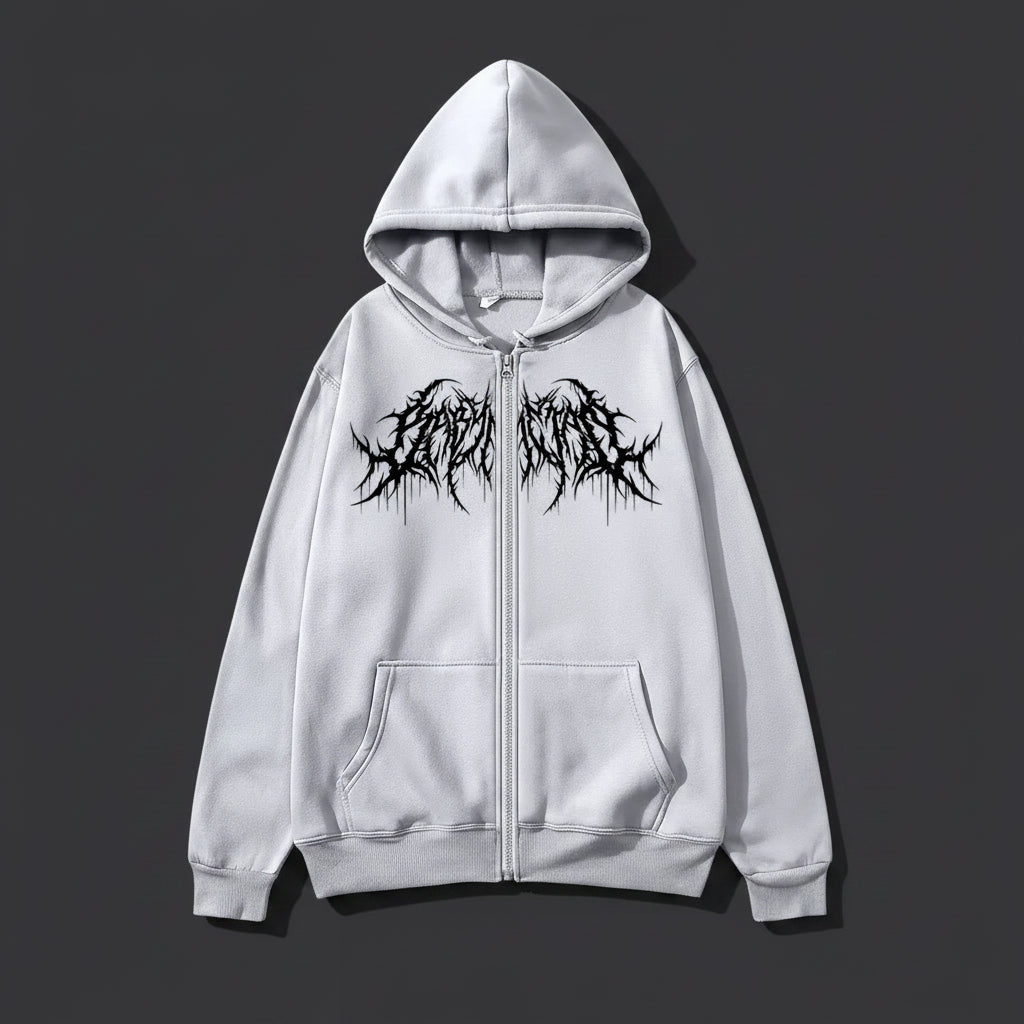 Y2K Zip-Hoodie Unisex – Graphic Print Sweatshirt mit Kapuze | Hip-Hop & Gothic Style