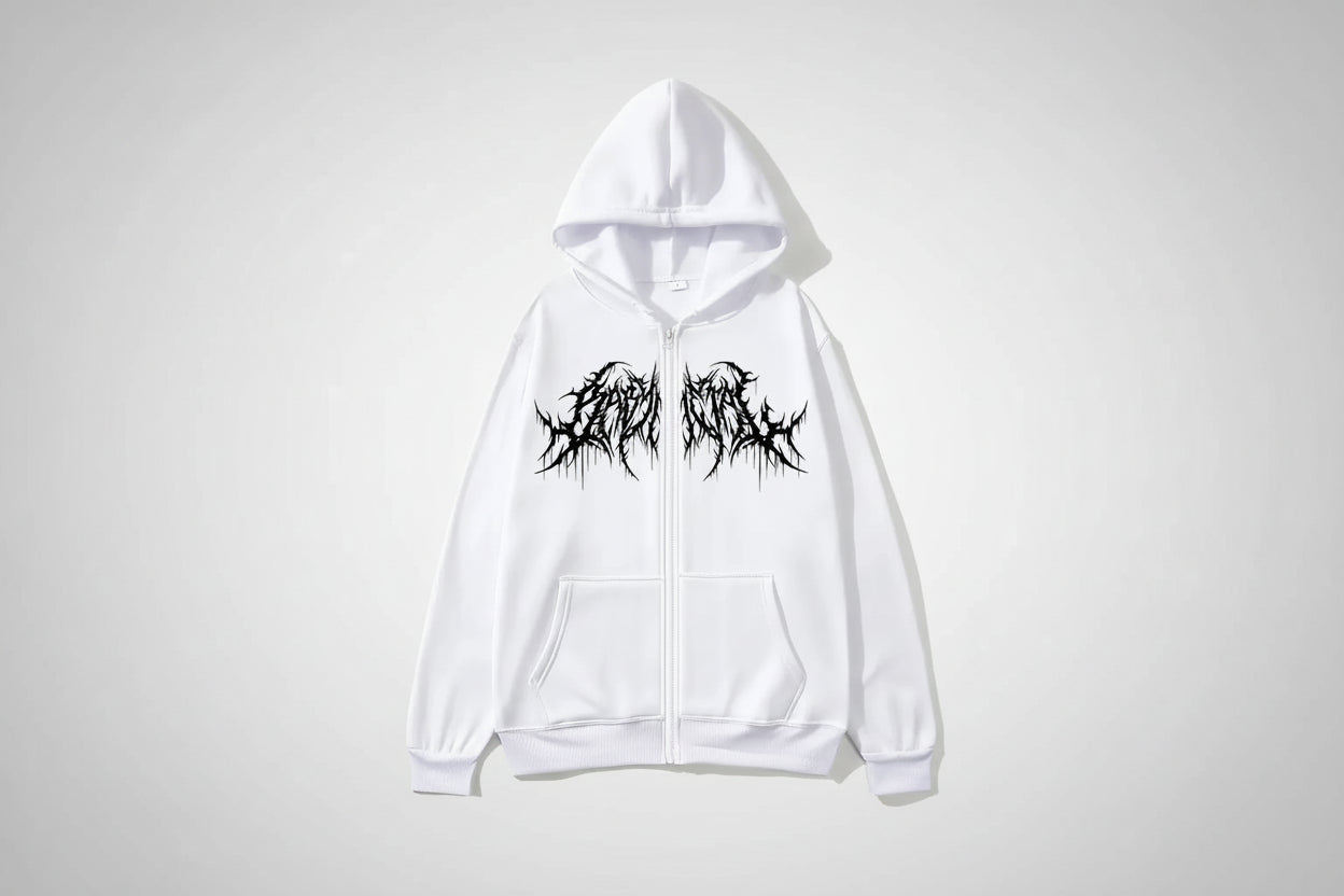 Y2K Zip-Hoodie Unisex – Graphic Print Sweatshirt mit Kapuze | Hip-Hop & Gothic Style