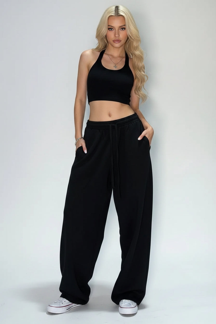 Y2K Cargo-Hose Damen – Weites Bein, Kordelzug, Streetwear Sweatpants