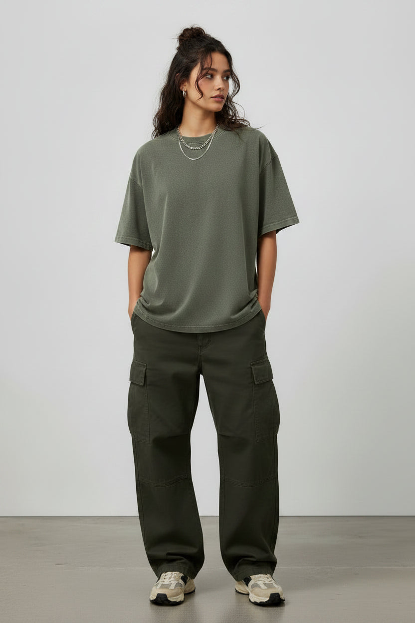 Herren Oversized T-Shirt – 230g Baumwolle, Vintage Washed, Kurzarm