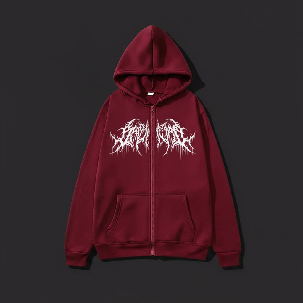 Y2K Zip-Hoodie Unisex – Graphic Print Sweatshirt mit Kapuze | Hip-Hop & Gothic Style