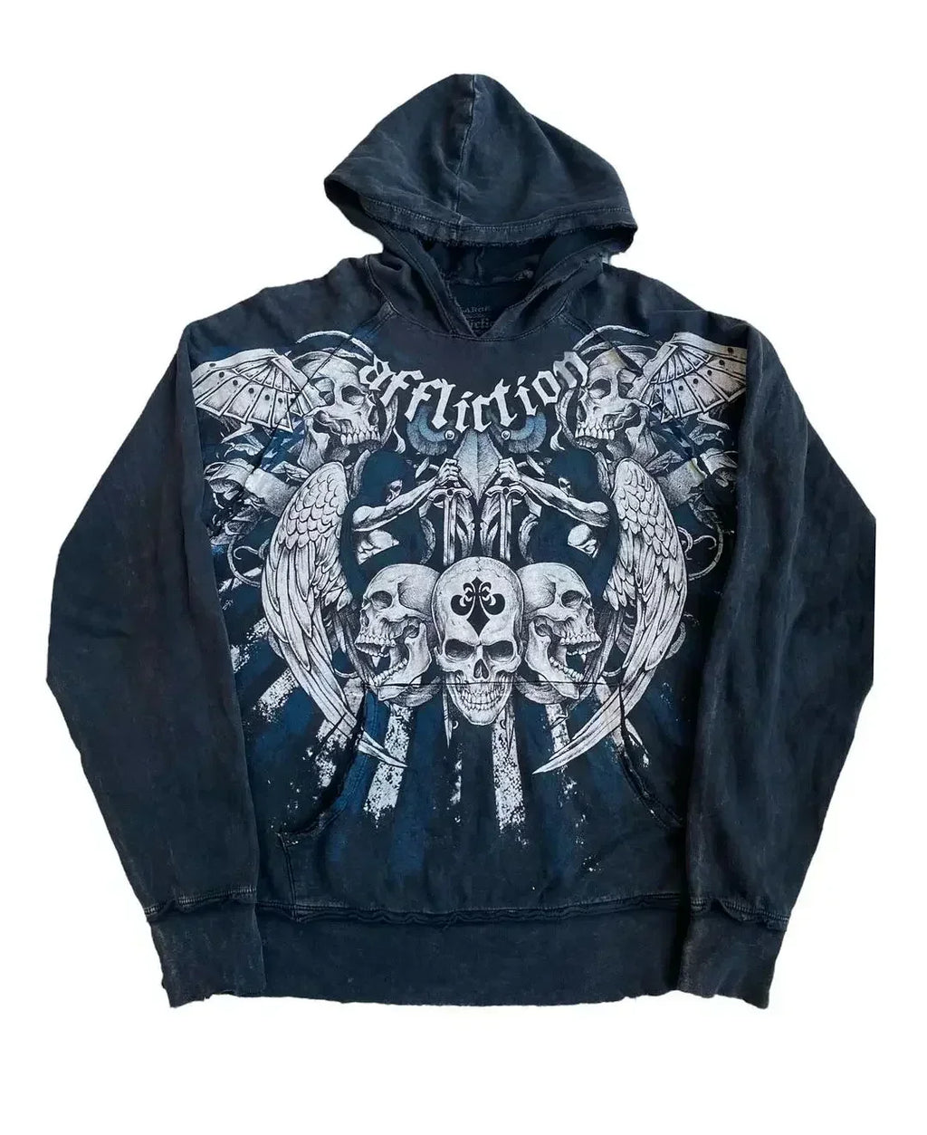 Y2K New Affliction Hoodie Retro Gothic Pattern Zipper Hoodie Men Street Hip Hop Harajuku Casual Oversize Coat Loose Streetwear