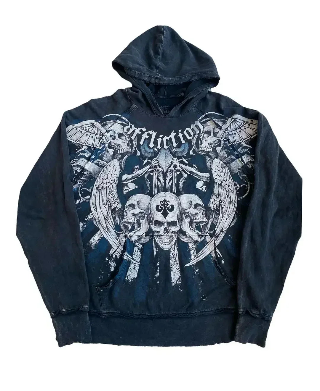 Y2K New Affliction Hoodie Retro Gothic Pattern Zipper Hoodie Men Street Hip Hop Harajuku Casual Oversize Coat Loose Streetwear