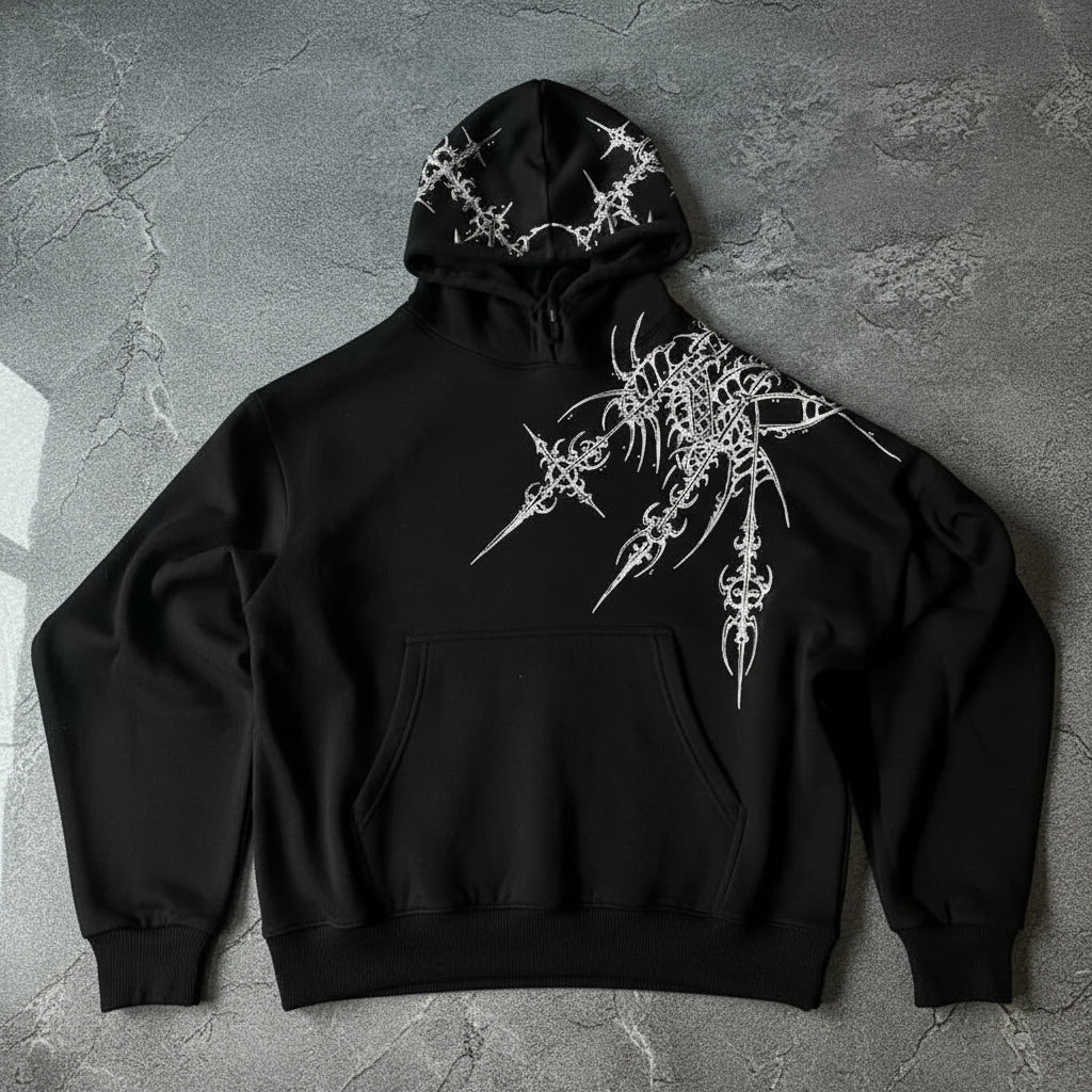 Oversized Hoodie Herren | Y2K Harajuku Print | Hip-Hop Streetwear