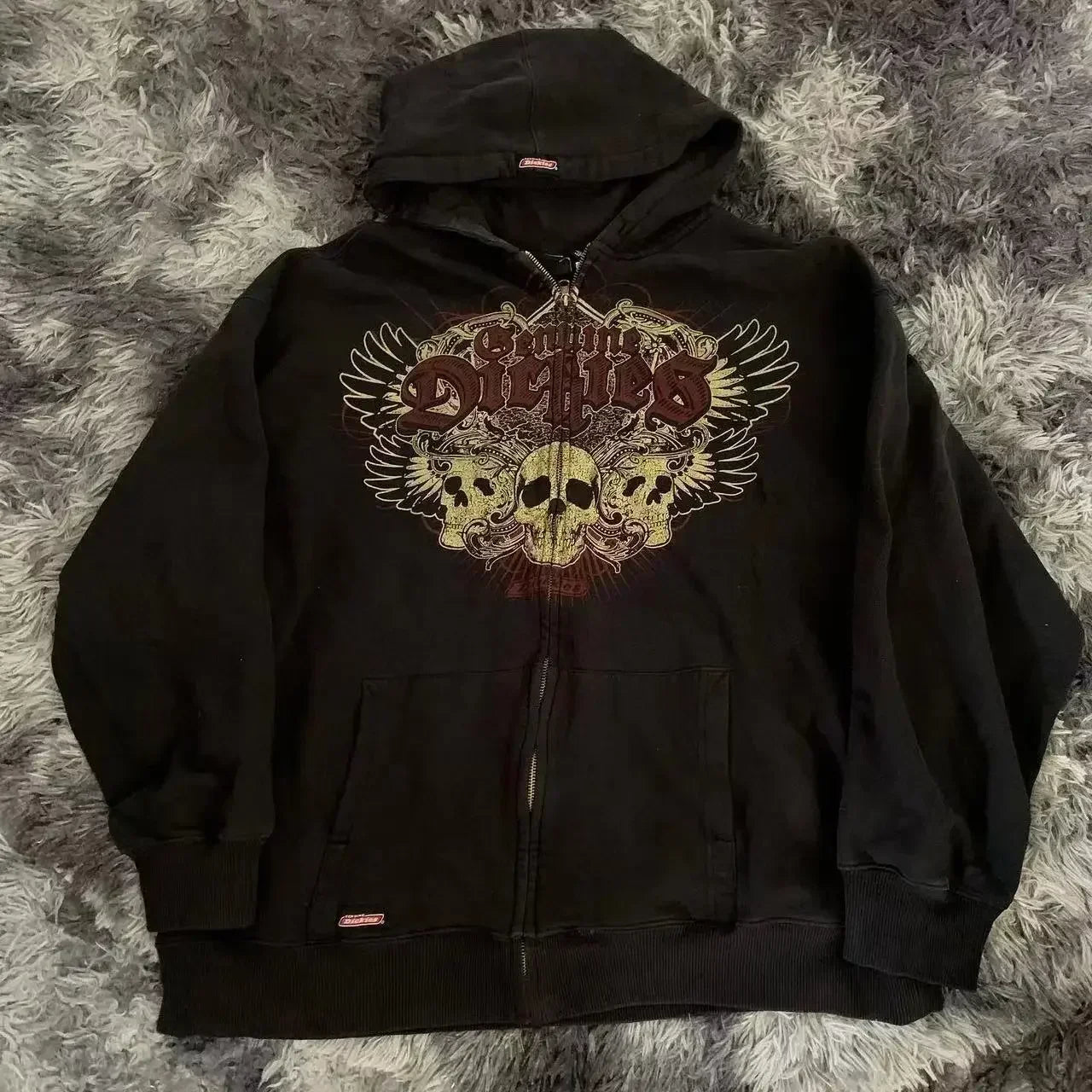Y2K New Affliction Hoodie Retro Gothic Pattern Zipper Hoodie Men Street Hip Hop Harajuku Casual Oversize Coat Loose Streetwear