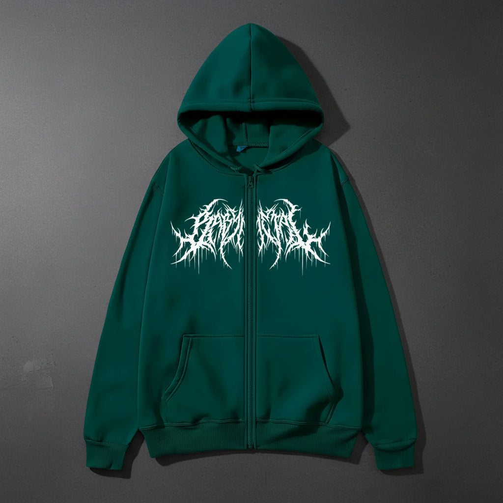 Y2K Zip-Hoodie Unisex – Graphic Print Sweatshirt mit Kapuze | Hip-Hop & Gothic Style