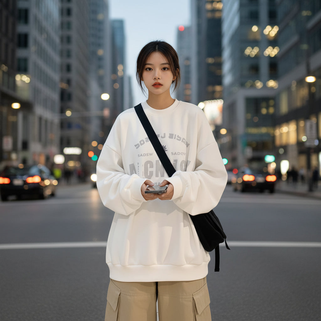 2025 Hoodies oversize homme, nouvelle mode, pull ample, col rond, vitalité jeune, imprimé lettres, manches longues, hauts streetwear S-3XL