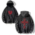 Y2K Washed Hoodies Vintage Cotton Women Men Skull Cross Print Hooded Sweatshirts Oversize Hip Hop Male Pullover Winter Clothes